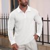 Men Waffle Golf Shirt Long Sleeve Turndown Collar Shirt Quarter Button Neck Casual Shirt for Vacation Office Party Date