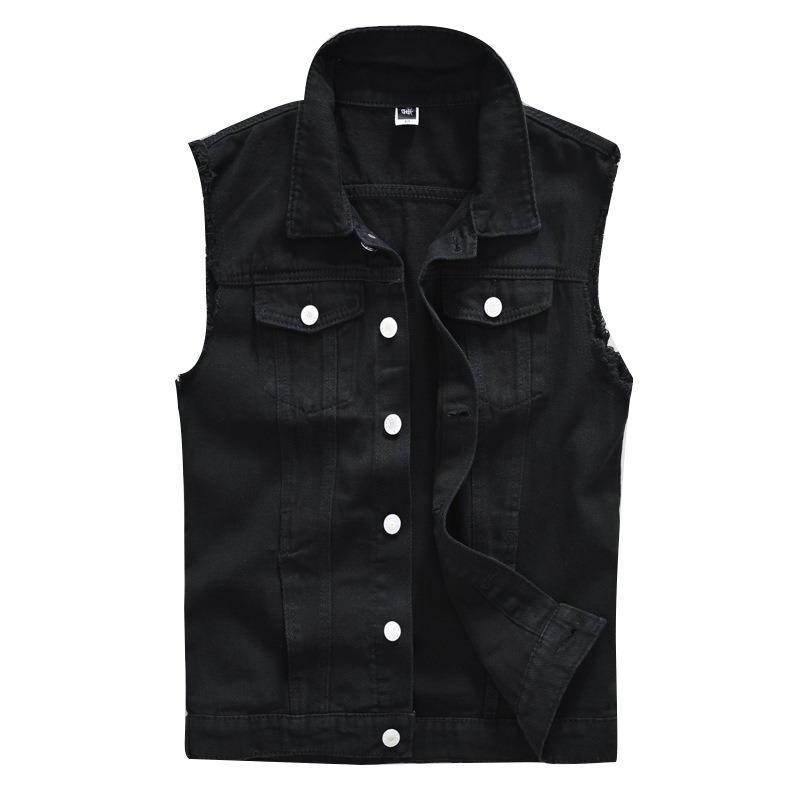 Odzież męska, Denim, Kamizelka, Czarny, Casual, Kamizelka