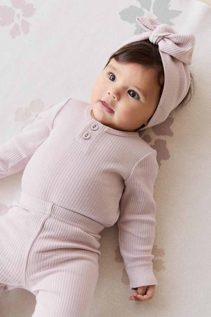 Jamie Kay OCM Ribbed Long Sleeve Bodysuit in Violet Tint Baby Size Size 80 (JBCO259015), LPNK,