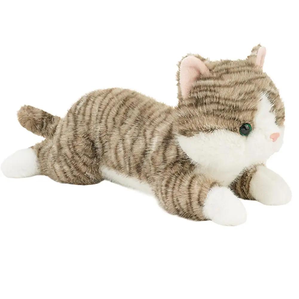 

Lying Cat Plush Toy Cute Soft Striped Fox Cat Throw Pillow Animal Doll Birthday Gift For Girl Cartoon Anime Cat Doll E4K7