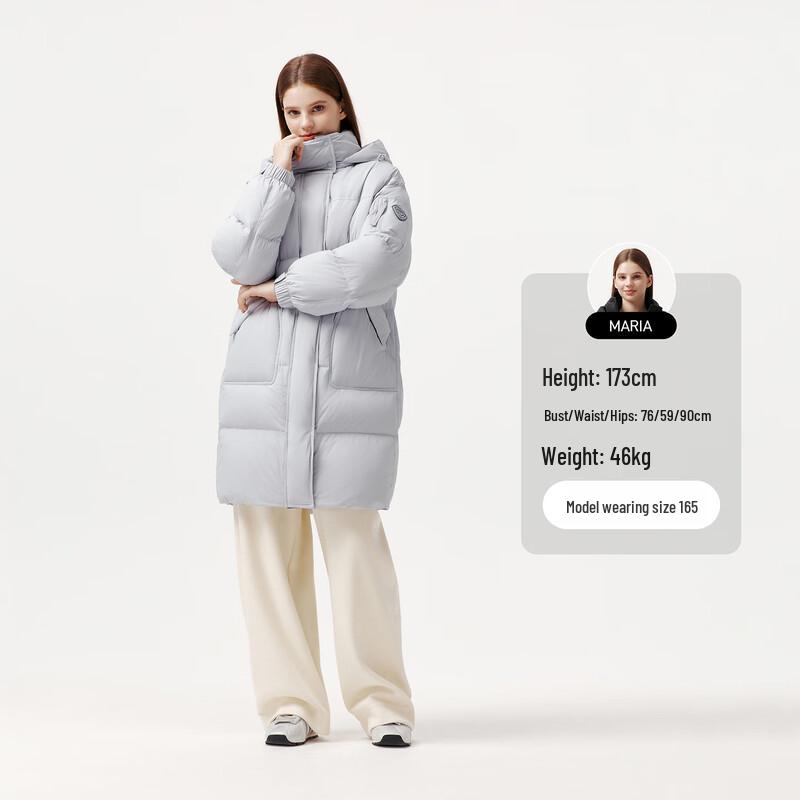 Tanboer Women's Mid-Length Down Jacket with Detachable Hood