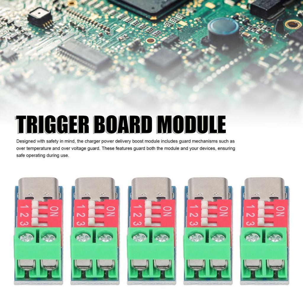 5 Stück USB C PD Trigger Board Modul Schnellladung Decoy USB Typ C zu 5V 9V 12V 20V Power Delivery Boost Modul für verschiedene Geräte