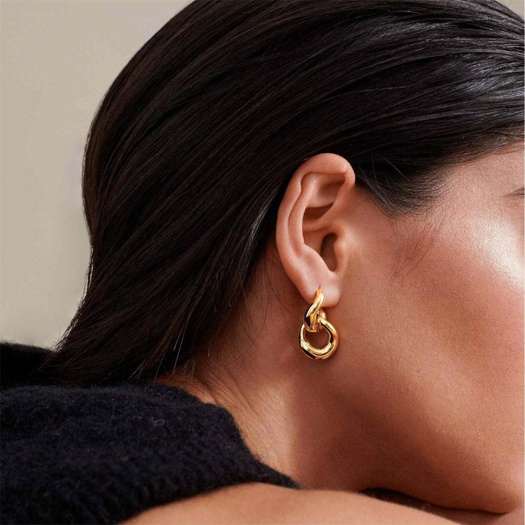 Irregular Curved Earrings and Earrings Made of Stainless Steel Material Plated with 18k Gold Color Protection