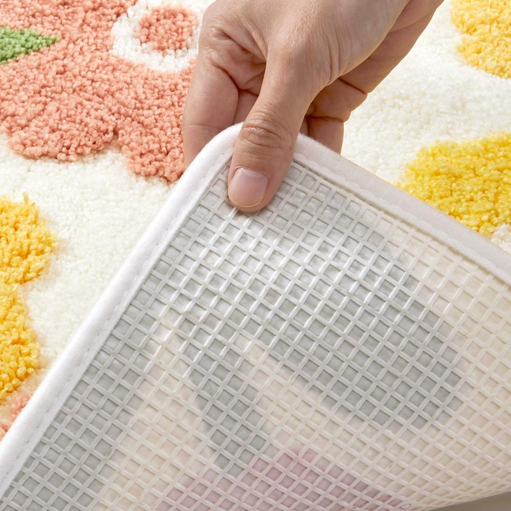 Cartoon Flower Bath Mat - Anti-Slip Shower Rug, Thick Microfiber Plush Bathroom Floor Mats, Quick Dry Super Absorbent Home Decor