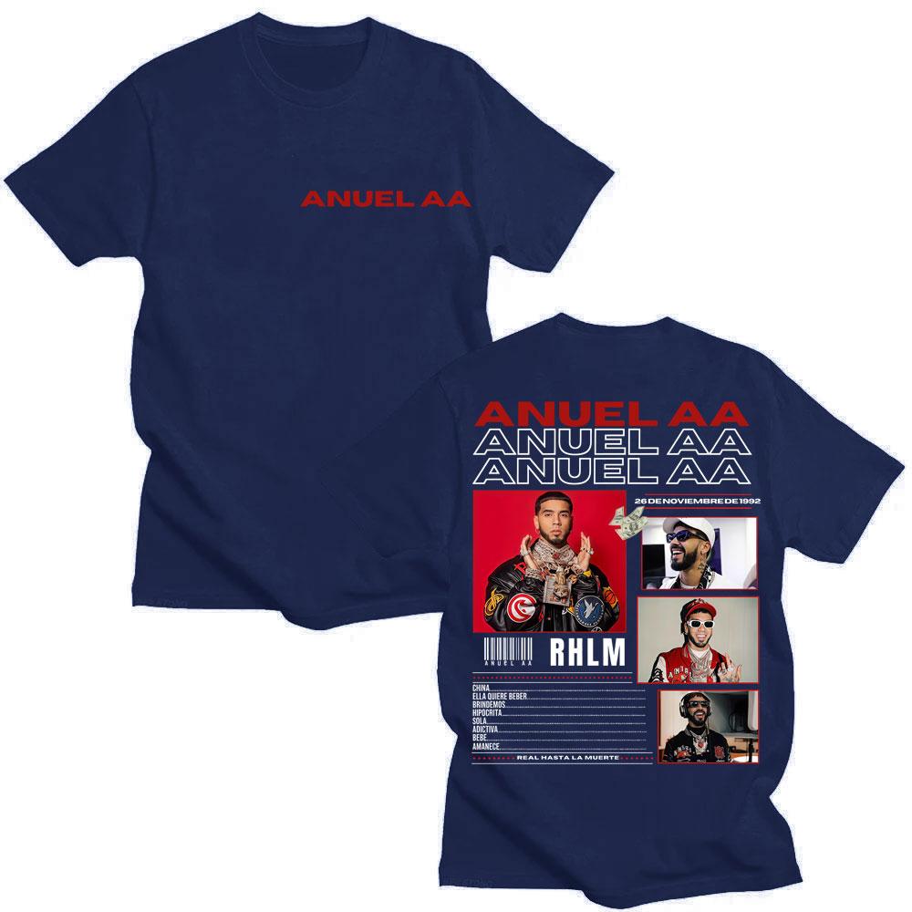 Rapper Anuel AA Real Hasta La Muerte Tour 2025 T-Shirt Men's Hip Hop Gothic Harajuku T Shirts Oversized Cotton Tshirt Streetwear