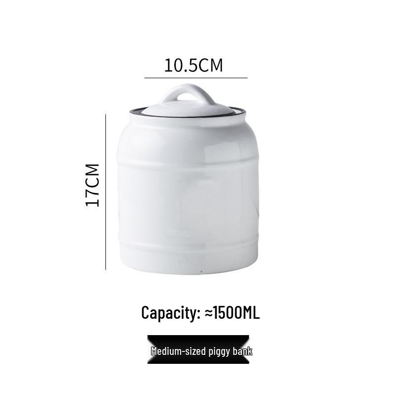 Ceramic White Sugar Jar: Large, Sealed Storage for Milk Powder, Tea, Grains, and Snacks