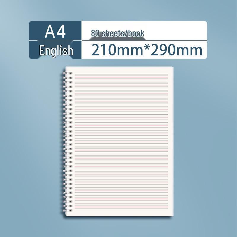 Spiral Notebook Set: Includes A4 Lined, Blank English, A5 Thick, and B5 Notebooks for Office Use.