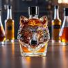Karafka do Whiskey z Głową Wilka, Szklana Butelka na Alkohol 3D z Wilkiem i Zatyczką, Ręcznie dmuchany Zwierzęcy Dystrybutor Wina do Domowego Baru, Pudełko Prezentowe
