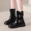 Coarse heel short boots brown retro denim summer western women's spring and autumn single boots knight boots 2025 Martin boots new