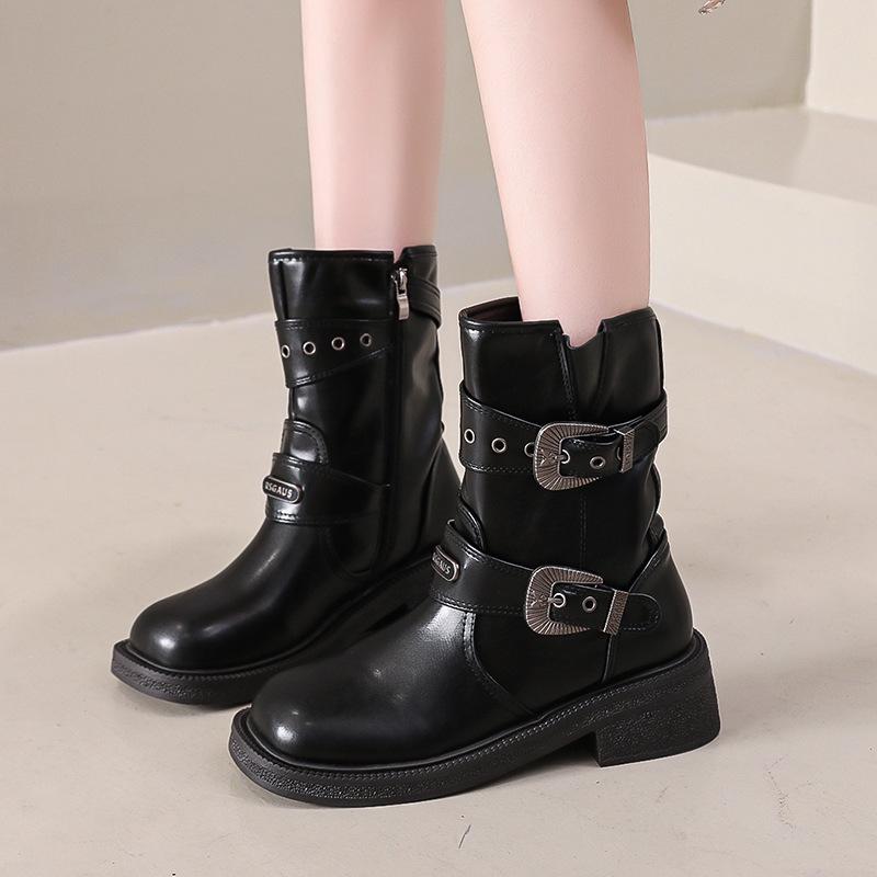 Coarse heel short boots brown retro denim summer western women's spring and autumn single boots knight boots 2025 Martin boots new