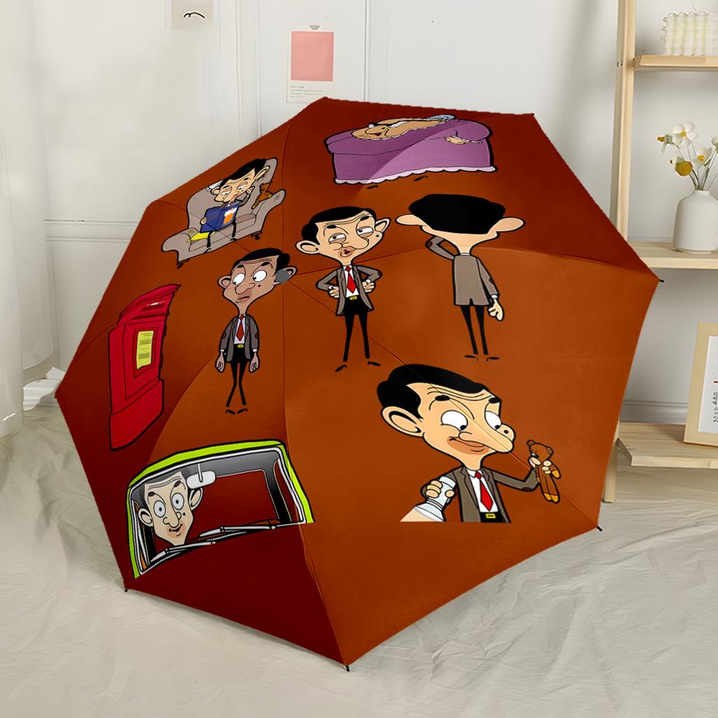 Mr Bean's Adventures Compact Travel Automatic Umbrella Compact 8-Rib Lightweight Foldable Design for Outdoor Daily Use Elegant Women's Umbrella