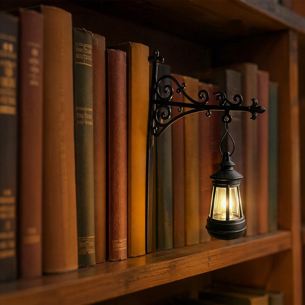 Vintage Bookshelf Lamp Library Lantern Light Library Lantern Bookshelf Light Reading Nook Led Night Lamp Decorative for Home