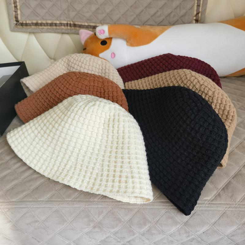 Fashion Knit Bucket Hat Soft Spring Autumn Warm Fisherman Hat Beanie Cap Crochet Knitted Skull Hat Women Basin Hat