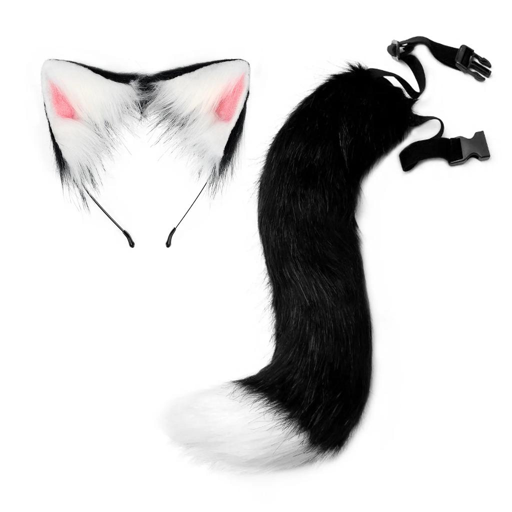 New Halloween Party Adjustable Simulation Fox Tail Plush Fox Ears Hair Band Cosplay Anime Exhibition Dress Up Anime Accessories