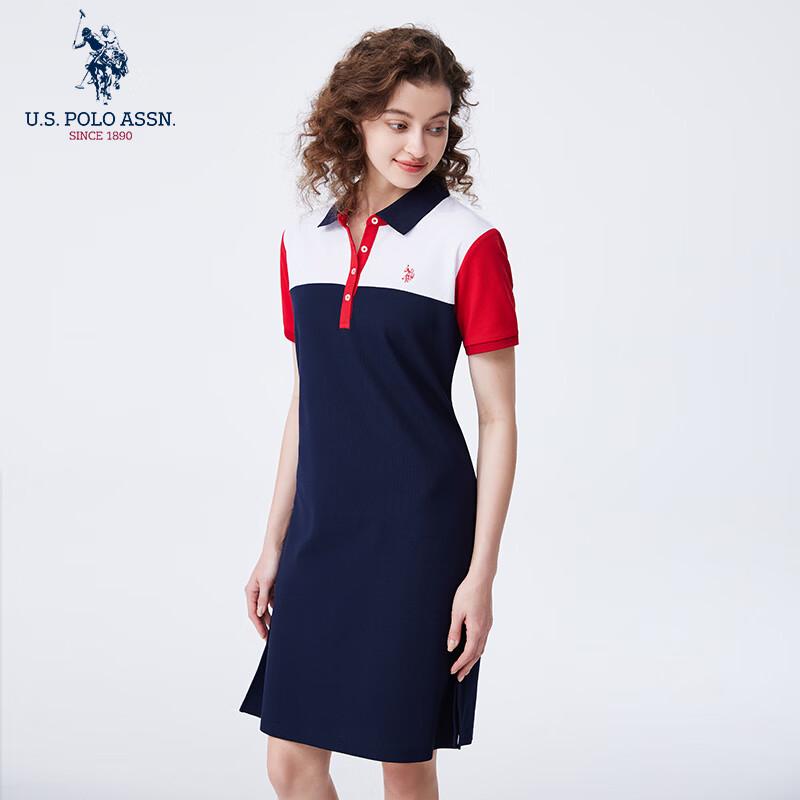U.S. POLO ASSN. Women s Summer Color-block Polo A-Line Dress S