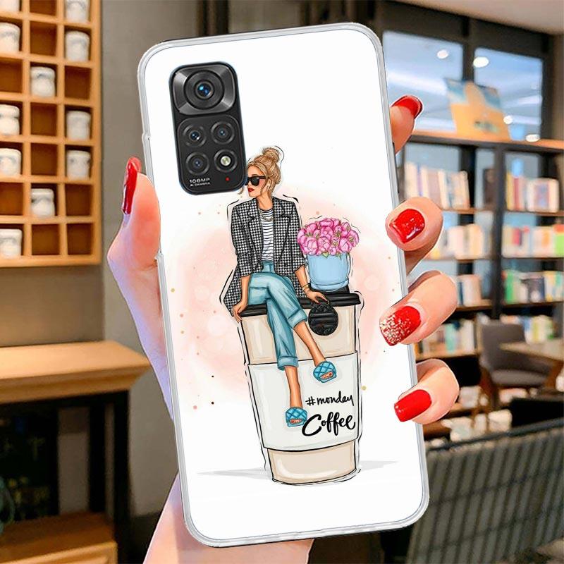 Girl Boss Female Coffee Cover Phone Case For Xiaomi Redmi Note 15 14 13 12 11 10 Pro Plus 14S 12S 11S 11T 11E 10S Soft Fundas Sh