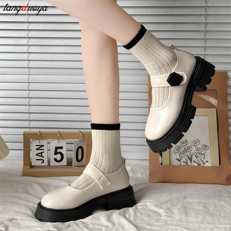 Girls New Thick Sole Lolita Shoes Japanese Style Mary Jane Shoes Women Platform Round Toe JK Uniform Shoes Cosplay High Heels
