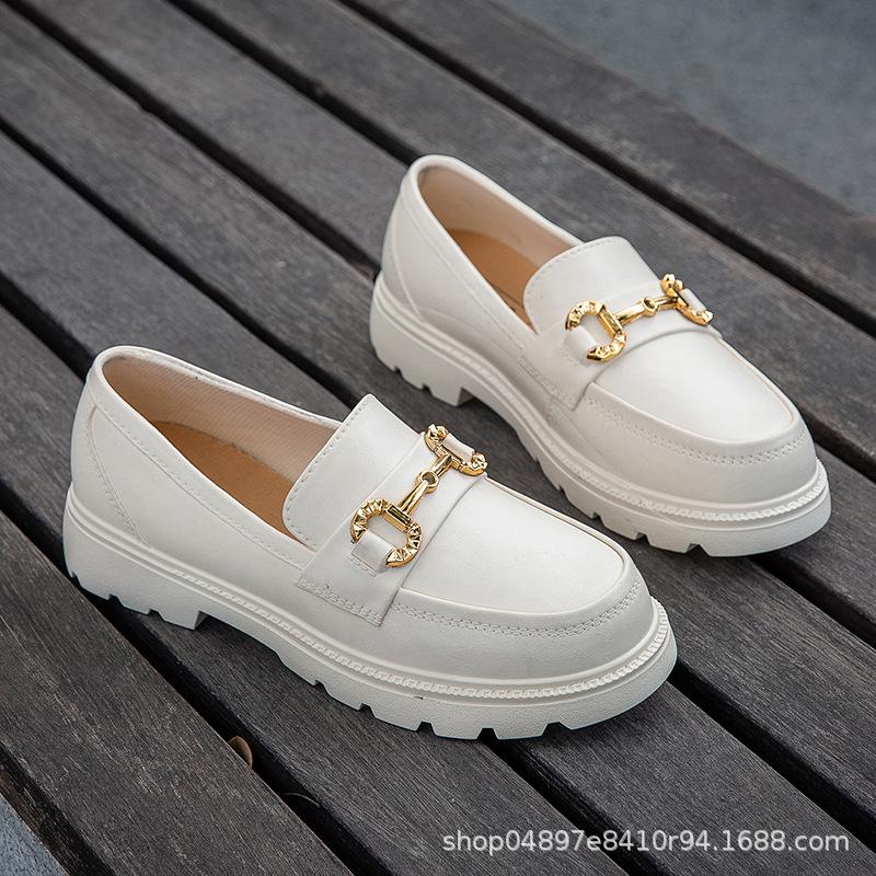 

Classic fashion loafers waterproof and non-slip in rainy days thick-soled wear-resistant muffin bottom British style student Korean version rain shoes One size smaller