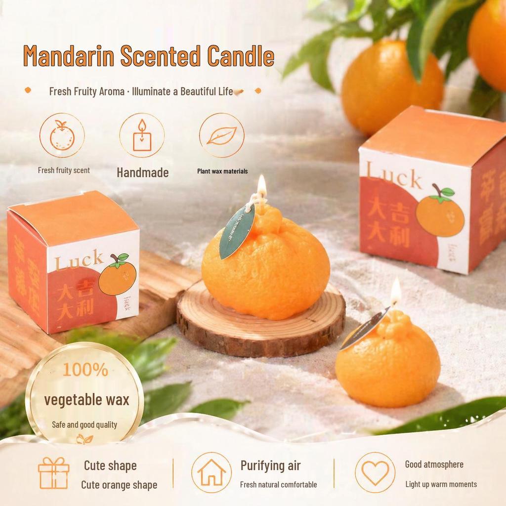Creative Orange Scented Candle - Fruit Bridesmaid Gift, Wedding Favor, Photography Prop & Decoration