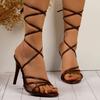 Summer New Cross Strap Slim Heel High-heeled Sandals Large Size Fashionable Banquet Elegant and Comfortable Sandals for Women's