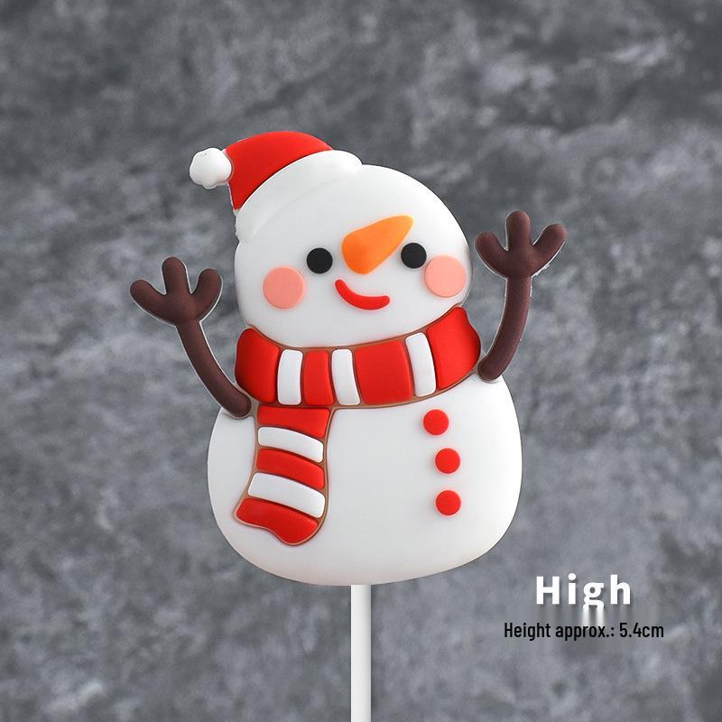 Popular Soft Glue Christmas Cake Ornaments: Santa Claus & Snowman Inserts for Holiday Party Desserts