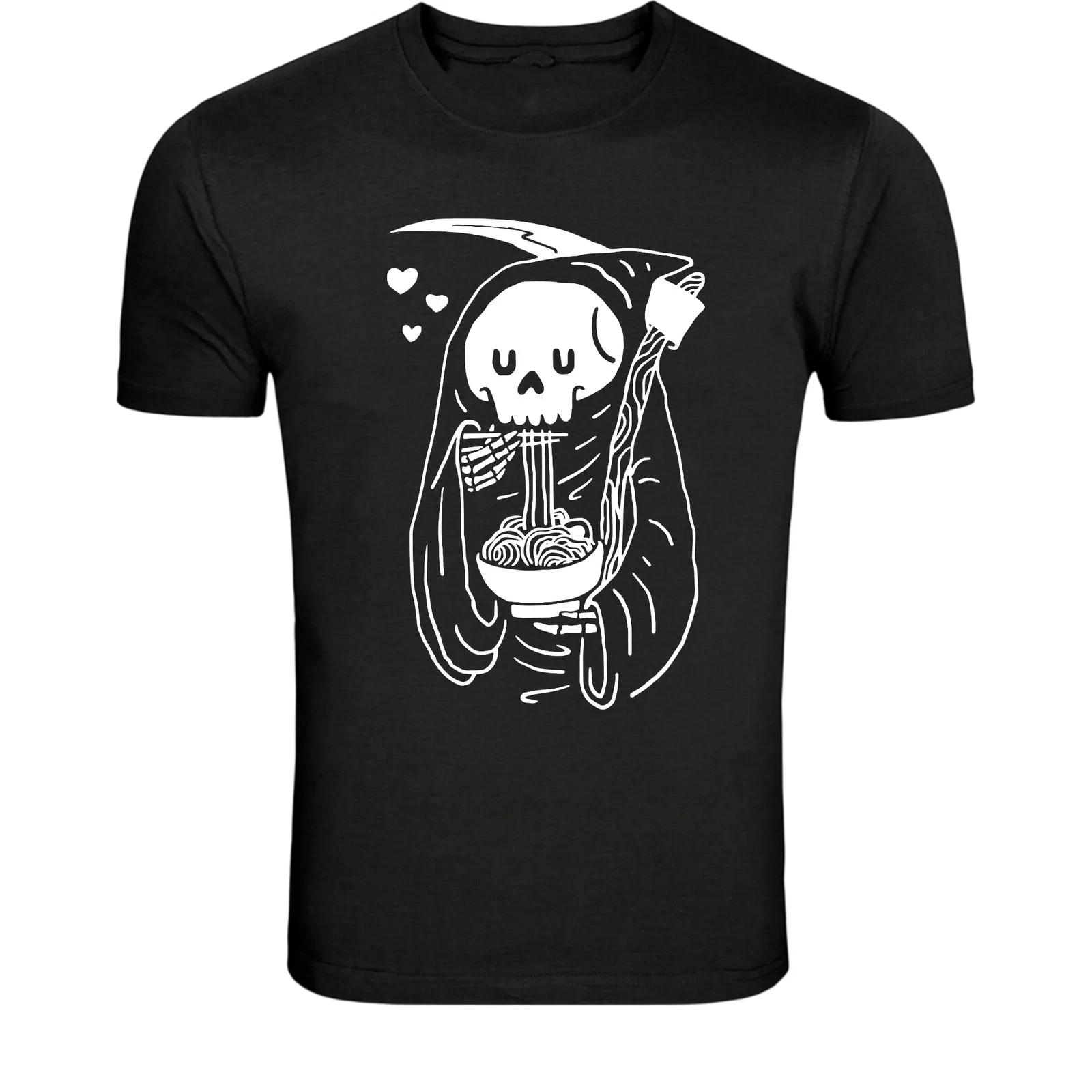 Футболка  Жнец Рамен  - Забавная футболка с графикой  Лапша Смерти L