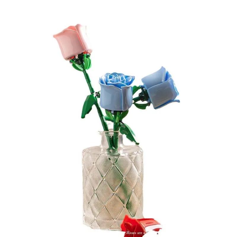 Evig Blomma Ros Byggklossleksak Kompatibel med LEGO Montering Dekoration Flicka Alla hjärtans dag Lärardagen Gåva