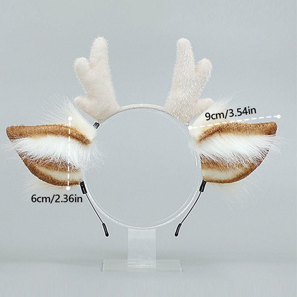 Party Headpiece Reindeer Antler Headband Plush Deer Ears Antler Hair Hoop Head Hoop  for Kids Adult