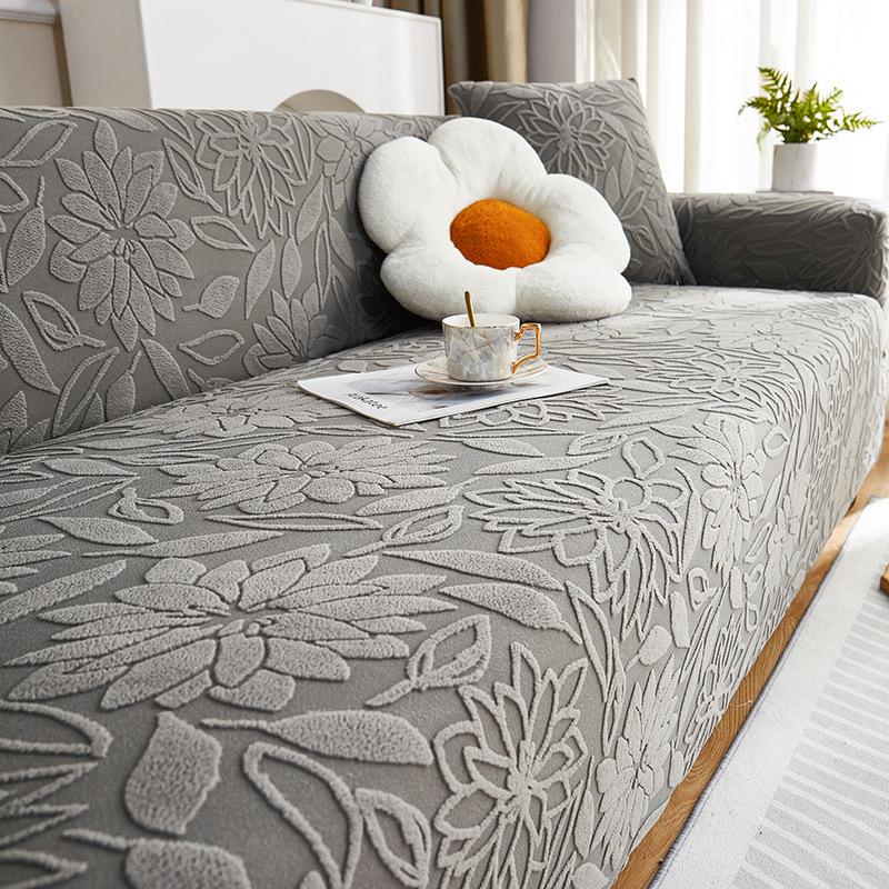 Camellia Ganzjahres-Sofabezug-Set, universell einsetzbar, Jacquard-Samt, rutschfest, kratzfest