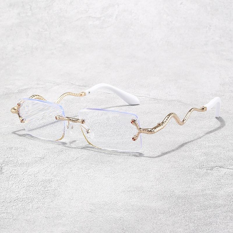Patented design double snake head middle-aged and elderly advanced reading glasses frameless trimmed glasses snake-shaped anti-blue computer mirror