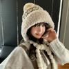 Autumn and winter new national style ball braid pullover hat, plush warm face small splicing plush knitted hat