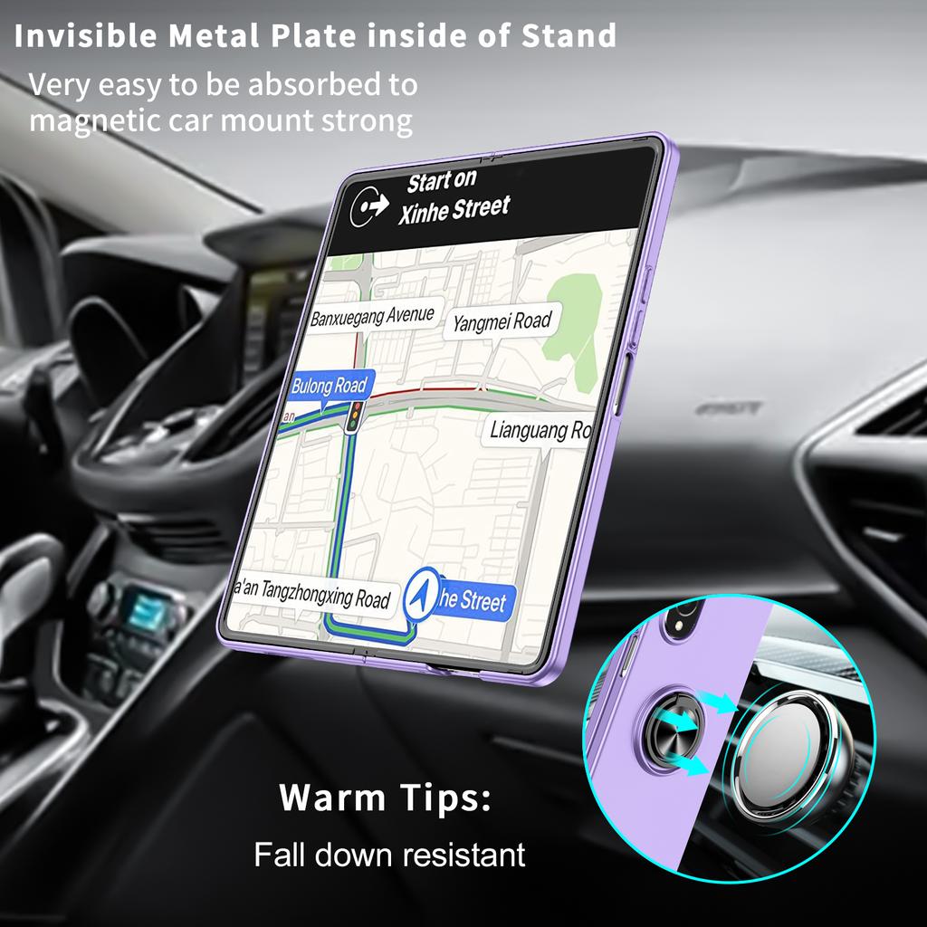 Anti -Drop Finger Ring Plain Phone Case For Samsung Galaxy Z Fold4 5g Fold 4 Fold2 Fold3 Fold 2 3 Fall Protection Cover Cases