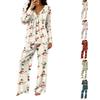 Women's Casual Fashion V-neck Loose Christmas Printed Pajamas Pajamas Set