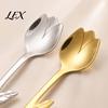 Hanging Hook Tea Spoon Tulip Shaped Stainless Steel Spoon, Long Handle Coffee Ice Cream Kitchen Dining Accessory Dessert Serving with Hook,
