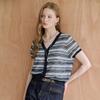 Short Sleeve Knit Cardigan Stripe Zf08qd003na