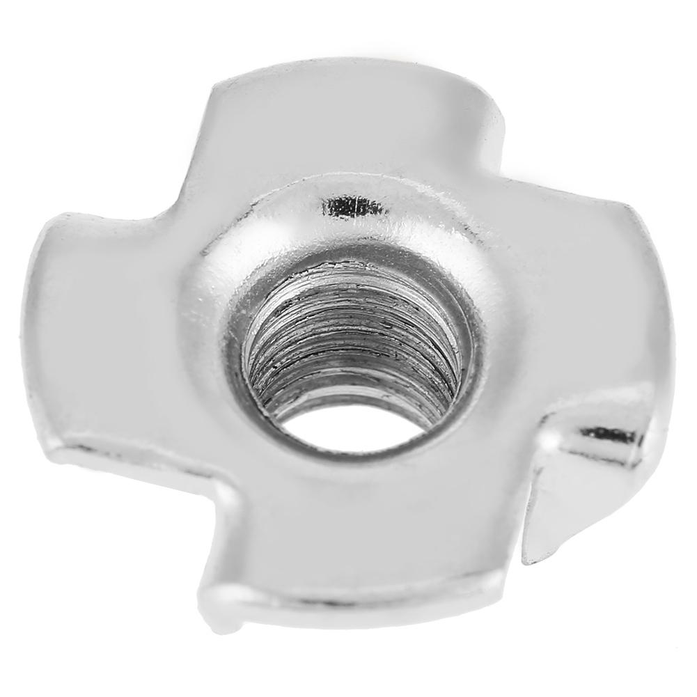 100pcs Zinc Plated Carbon Steel T Nut Four Pronged Tee Nuts For Woodworking Furniture (M6)