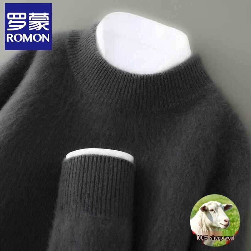 ROMON Men's Pure Wool Half-High Neck Sweater