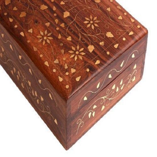 Handmade Wooden Jewellery Box for Women Jewel Organizer Flower Décor