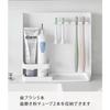 Yamazaki Tower Toothbrush and Tube Stand, White, Approx. W22.2 X D6 X H21.2cm, Tower Toothbrush Holder, Stores Toothpaste and All Your Needs, Product
