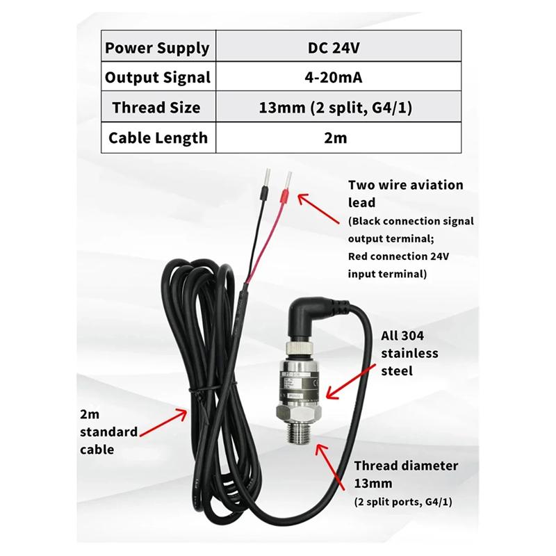 B97A-Industrial Grade Pressure Transmitter For Water & Gas Systems With Durable Transducer Cable