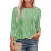 Omen's Fashionable Round Neck 3/4 Sleeve Printed Casual Basic Pleated Pullover T-shirt Top