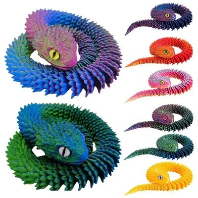 30cm 3D Printed Snake 2025 New Year Full Articulated Dragon Modle Decoration 3D Movable Rotatable Realistic Cobra Snake Kid Toy