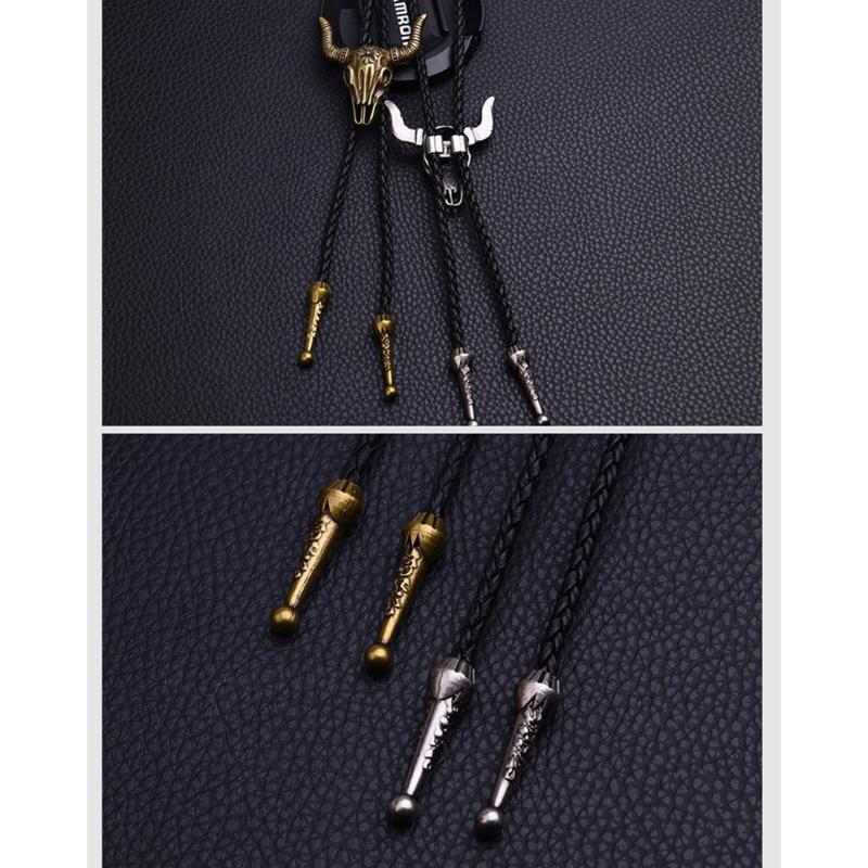 Vintage Bull Head Buckle Choker Necklace Black Leather Cord Necklace Fashion Jewelry Necktie Tie Pendant Necklace