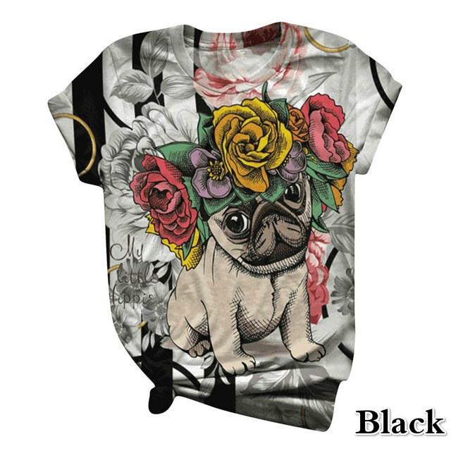 Women Summer T-shirts Animal Print O-Neck Plus Size Top