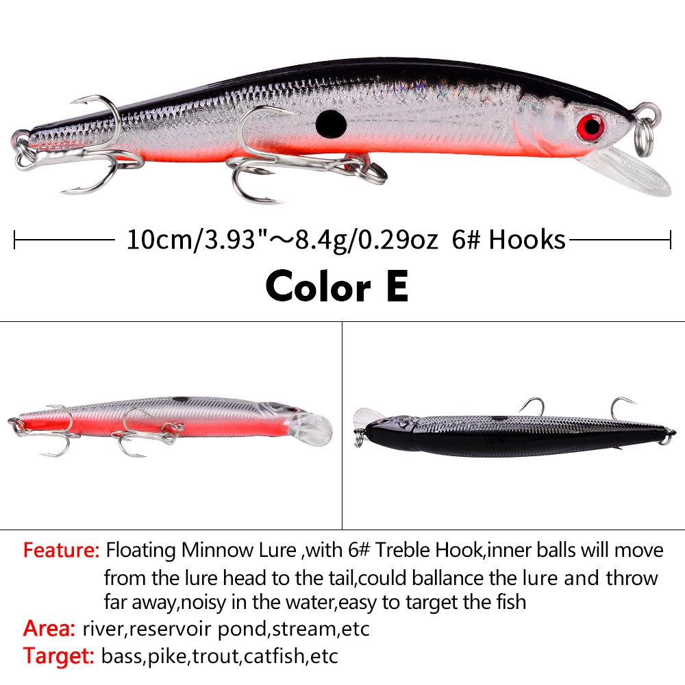 

10CM Bionic Floating Minnow - 10 Colors, 8.5G Plastic Hard Lure Bait