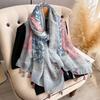Splicing Cashew Cotton Hemp Scarf Women's Cross Border Simplicity Grey Hanging Long Travel Photography Sunscreen Sun Protection Silk