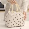 Portable Insulated Lunch Bag with Corduroy Material and Lovely Floral Printing Suitable for Kids Child School Snacks