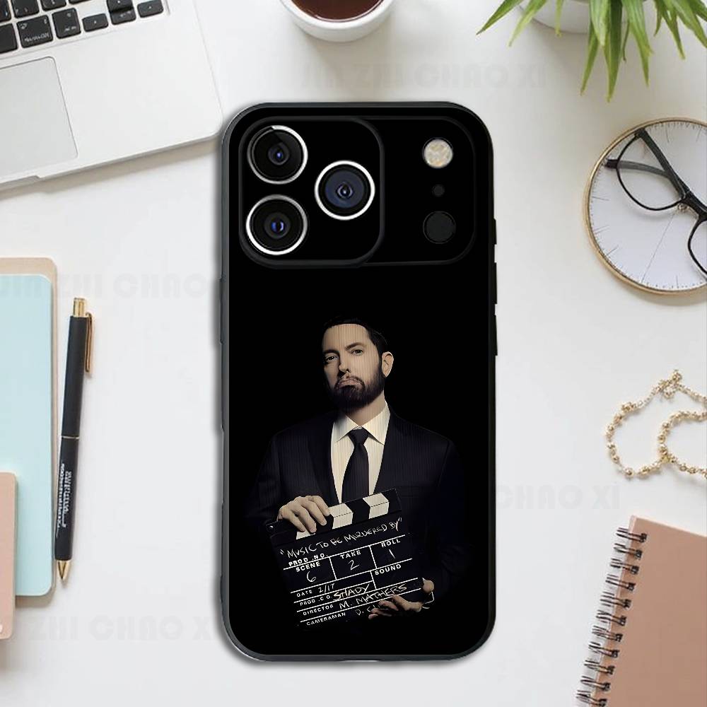Hip-Hop Eminem Rapper Black Phone Case For IPhone 17 16 15 14 13 12 13 12 11 Pro Max Plus XS XR Silicone Soft Back Cover