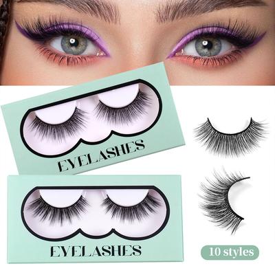 3D Chemical Fiber False Eyelashes, A Pair Of Thick Curled And Messy Simulated Eyelashes