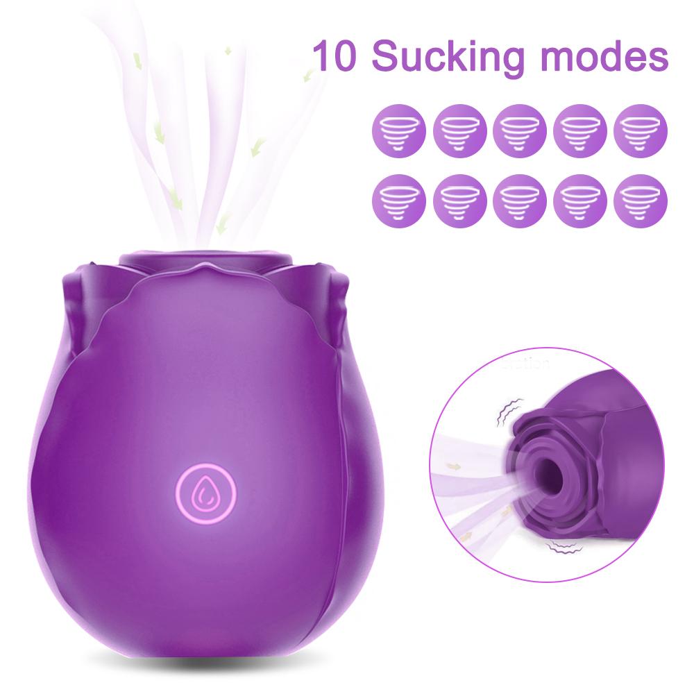 ALWUP Rechargeable Rose Shape Massage Vibrator, 10 Suction Modes, USB Magnetic Charging, Adult Products Sex Toys